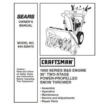 Craftsman snowblower Parts Manual 944.529470