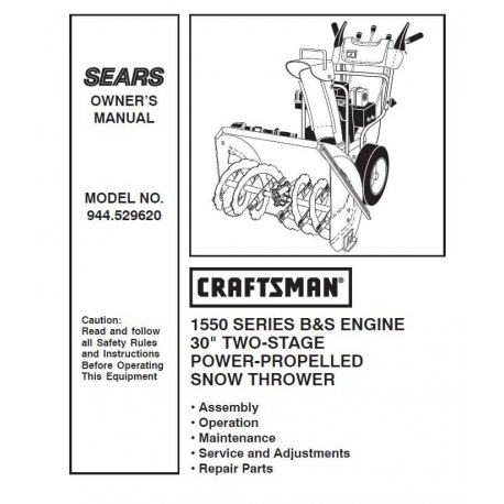 Craftsman snowblower Parts Manual 944.529620