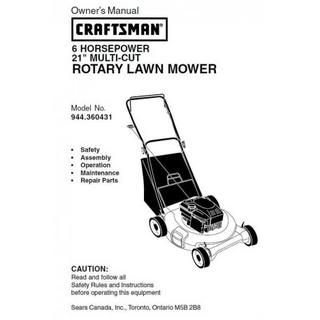 Manuel de tondeuse Craftsman 944.360010