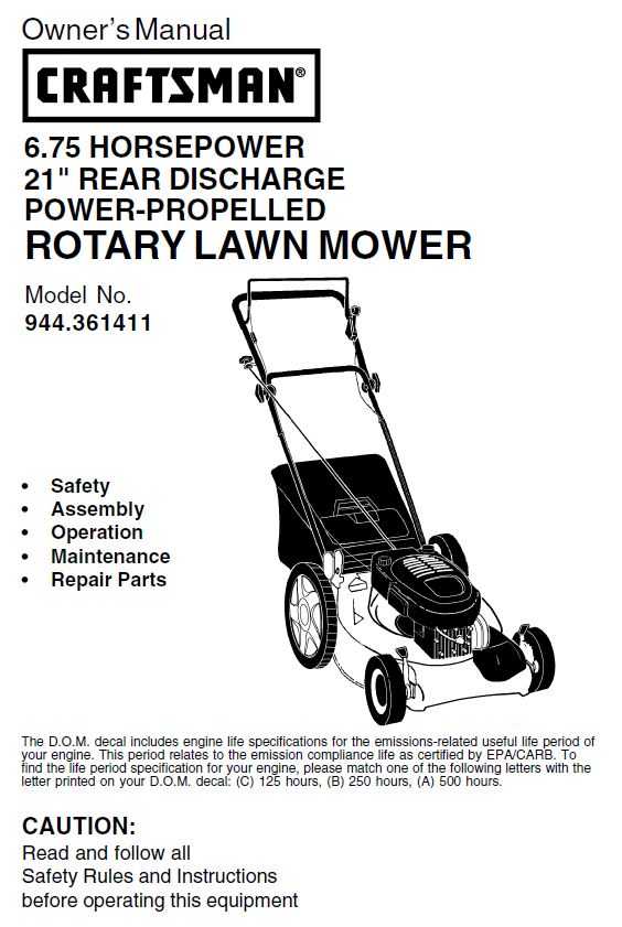 Craftsman lawn mower manual 6.75 deals hp