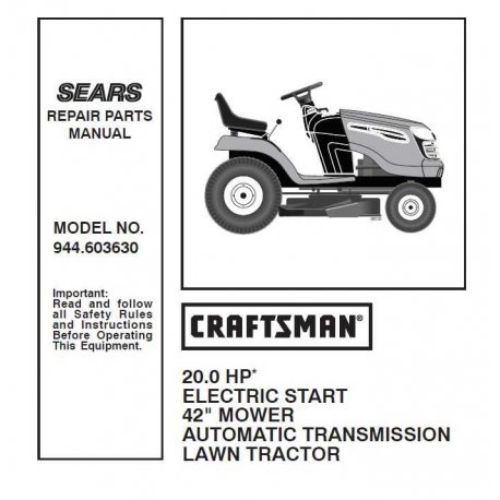 Manuel de pièces tracteur Craftsman 944.603630