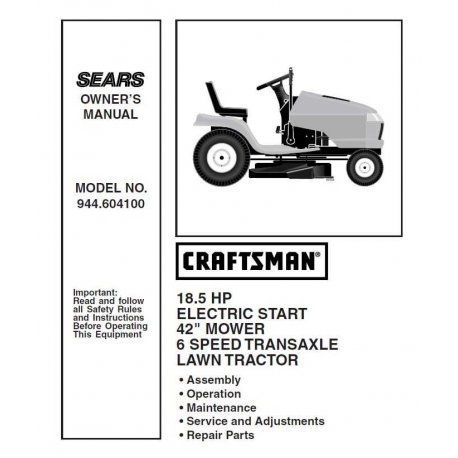 Craftsman Tractor Parts Manual 944.604100