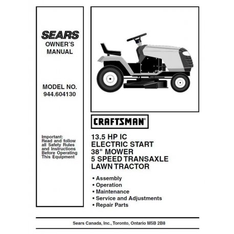 Manuel de pièces tracteur Craftsman 944.604130