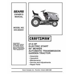 Manuel de pièces tracteur Craftsman 944.606091