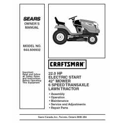 Manuel de pièces tracteur Craftsman 944.606932