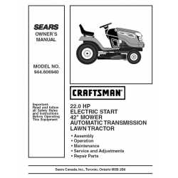 Manuel de pièces tracteur Craftsman 944.606940