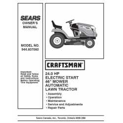 Manuel de pièces tracteur Craftsman 944.607060