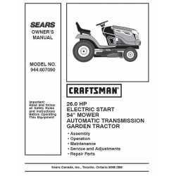 Manuel de pièces tracteur Craftsman 944.607090