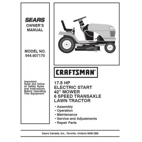 Manuel de pièces tracteur Craftsman 944.607170