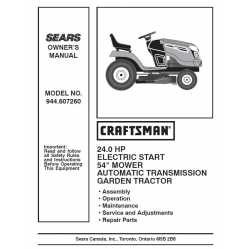 Manuel de pièces tracteur Craftsman 944.607260