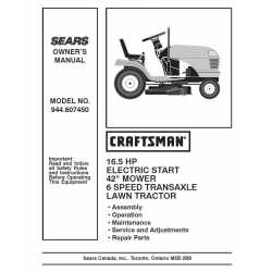 Manuel de pièces tracteur Craftsman 944.607450