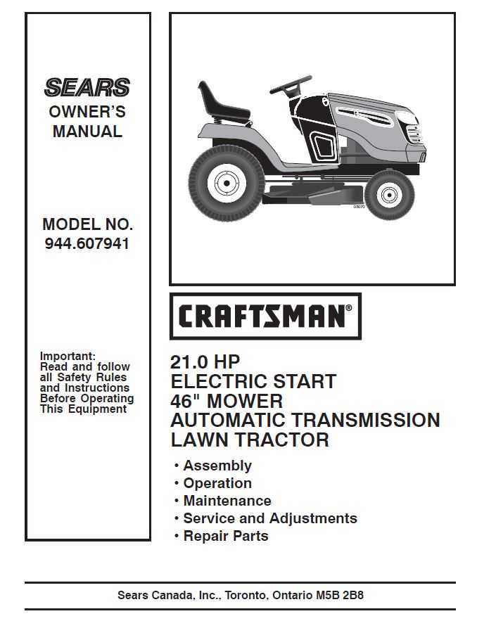 Craftsman Tractor Parts Manual 944.607941