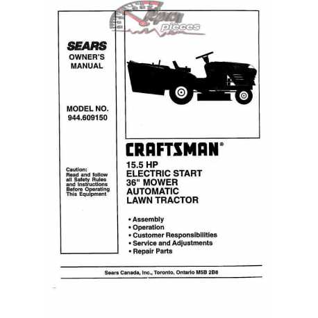 Manuel de pièces tracteur Craftsman 944.609150