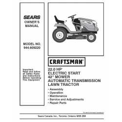 Manuel de pièces tracteur Craftsman 944.609220