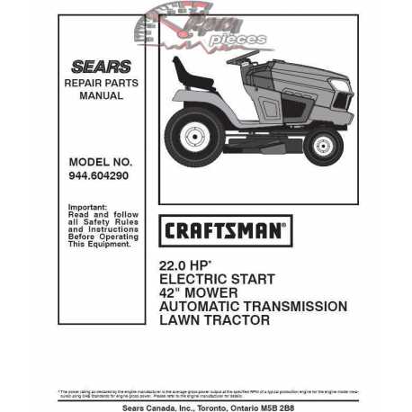 Craftsman Tractor Parts Manual 944.604290