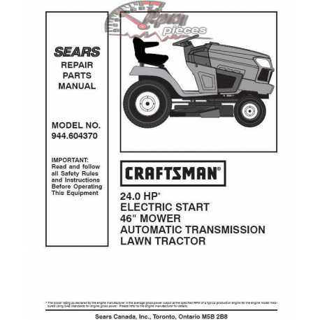 Craftsman Tractor Parts Manual 944.604370