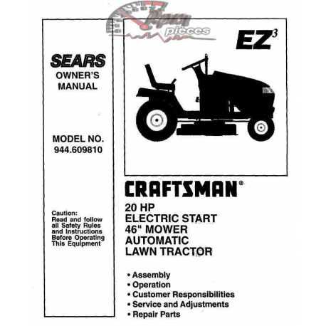 Craftsman Tractor Parts Manual 944.609810